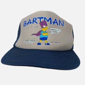 Vintage 1990 The Simpsons Bartman Mesh Trucker Snapback Hat: Avenger Of Evil